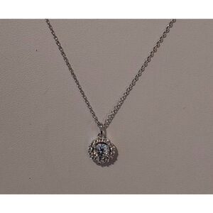 CERTIFIED New Genuine Moissanite Diamond 1.8 Carat Round Halo Design Necklace